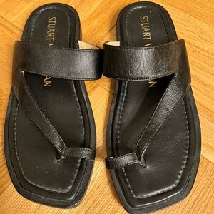 Stuart Weitzman Black Strappy Flat Sandals